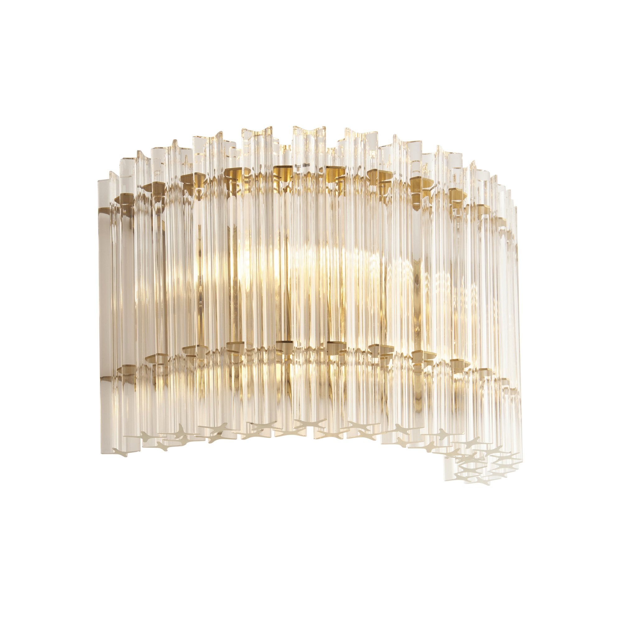 114217 2 Light Wall Light Brushed Aged Brass Plate & Clear Glass