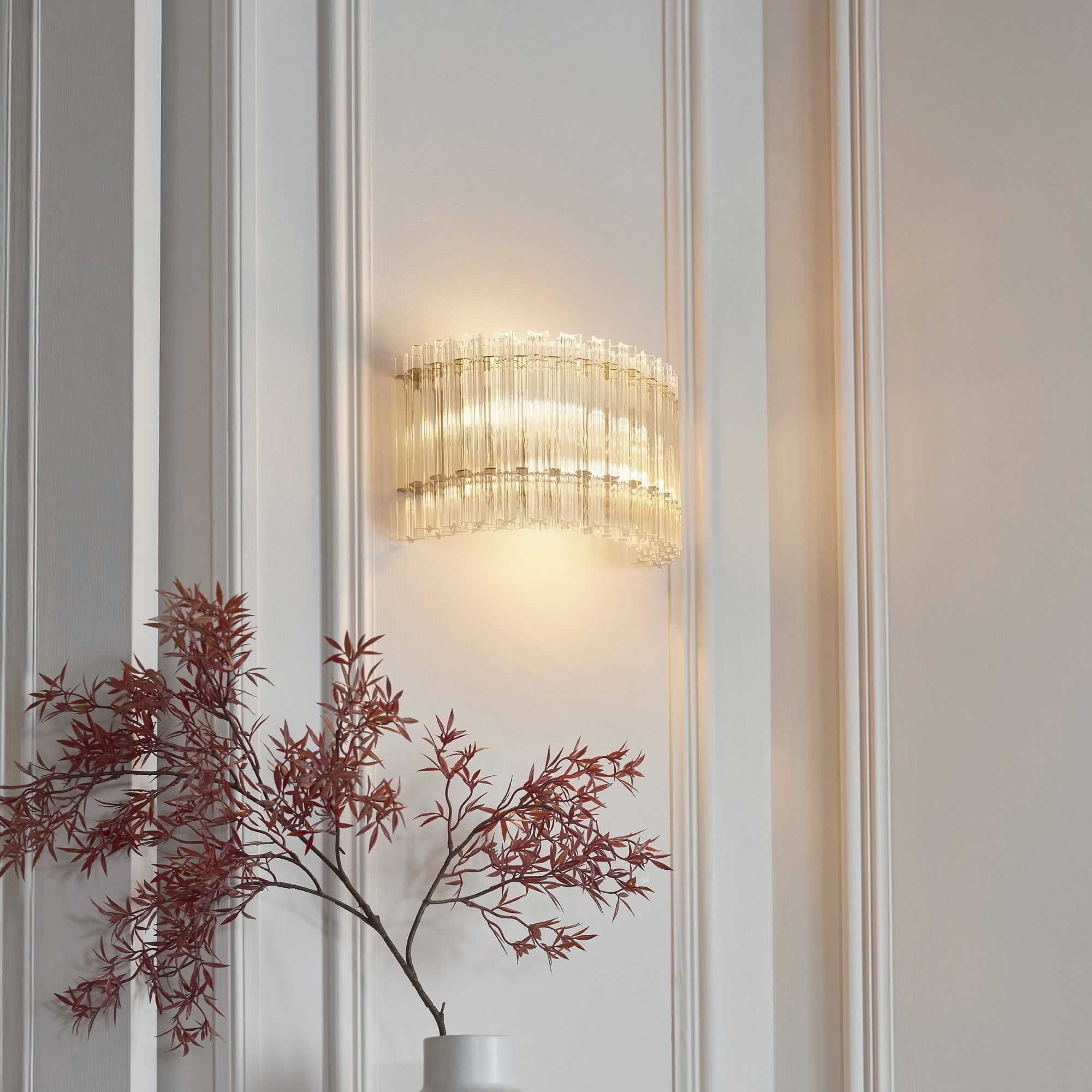 114217 2 Light Wall Light Brushed Aged Brass Plate & Clear Glass