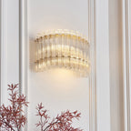 114217 2 Light Wall Light Brushed Aged Brass Plate & Clear Glass