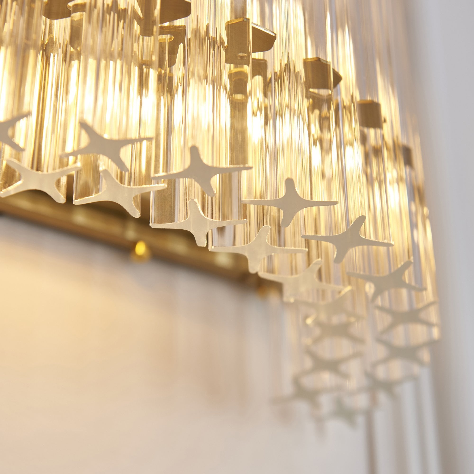 114217 2 Light Wall Light Brushed Aged Brass Plate & Clear Glass