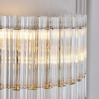 114217 2 Light Wall Light Brushed Aged Brass Plate & Clear Glass