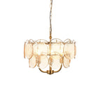 118602 3 Light Pendant Brushed Aged Brass Plate & Handmade Champagne Glass