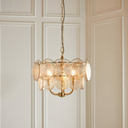 118602 3 Light Pendant Brushed Aged Brass Plate & Handmade Champagne Glass