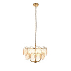 118602 3 Light Pendant Brushed Aged Brass Plate & Handmade Champagne Glass