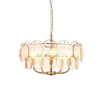 118603 5 Light Pendant Brushed Aged Brass Plate & Handmade Champagne Glass
