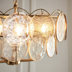 118603 5 Light Pendant Brushed Aged Brass Plate & Handmade Champagne Glass