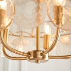 118603 5 Light Pendant Brushed Aged Brass Plate & Handmade Champagne Glass
