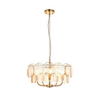 118603 5 Light Pendant Brushed Aged Brass Plate & Handmade Champagne Glass