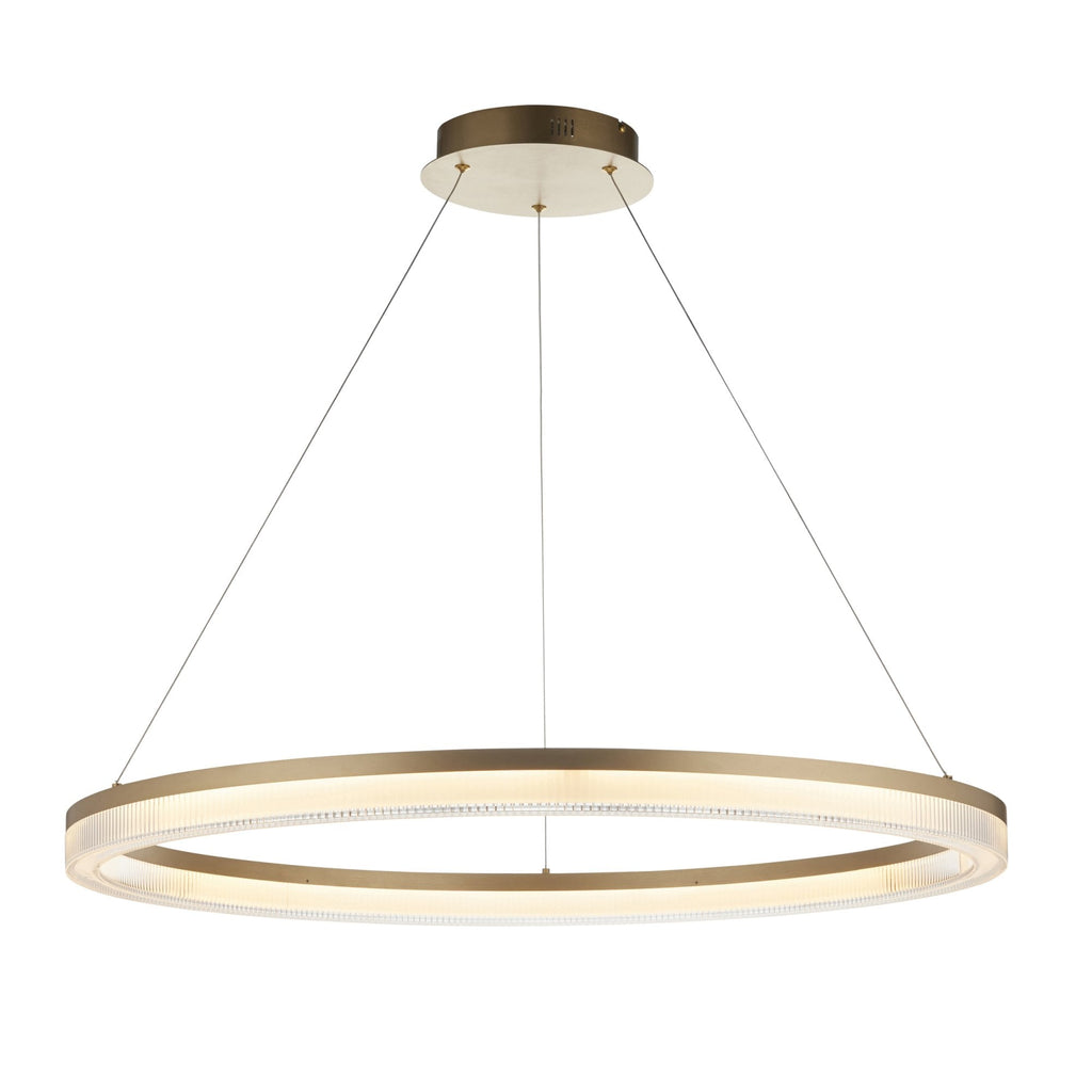 120549 LED Pendant Brushed Gold Plated Finish & Opal Ribbed Acrylic