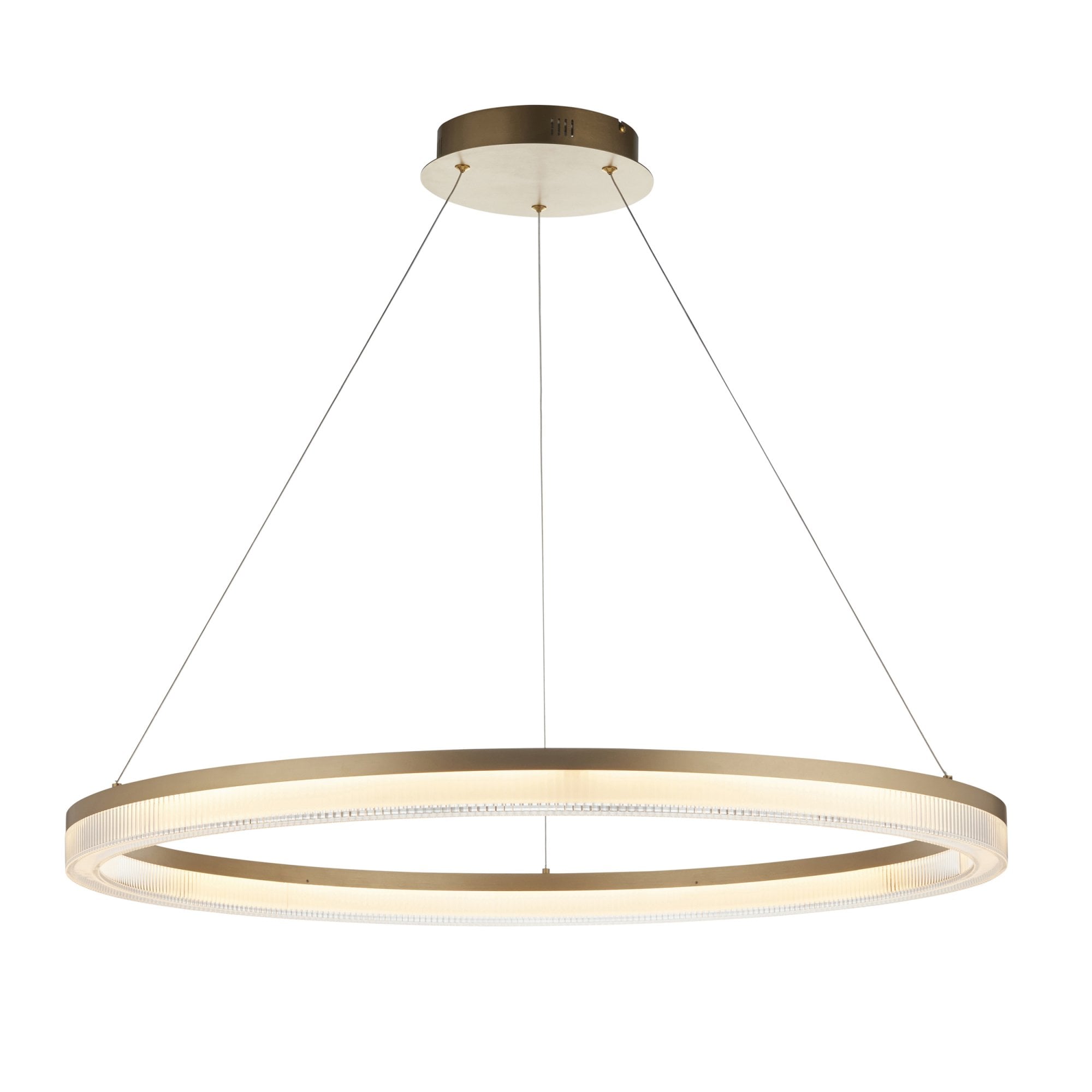 120549 LED Pendant Brushed Gold Plated Finish & Opal Ribbed Acrylic