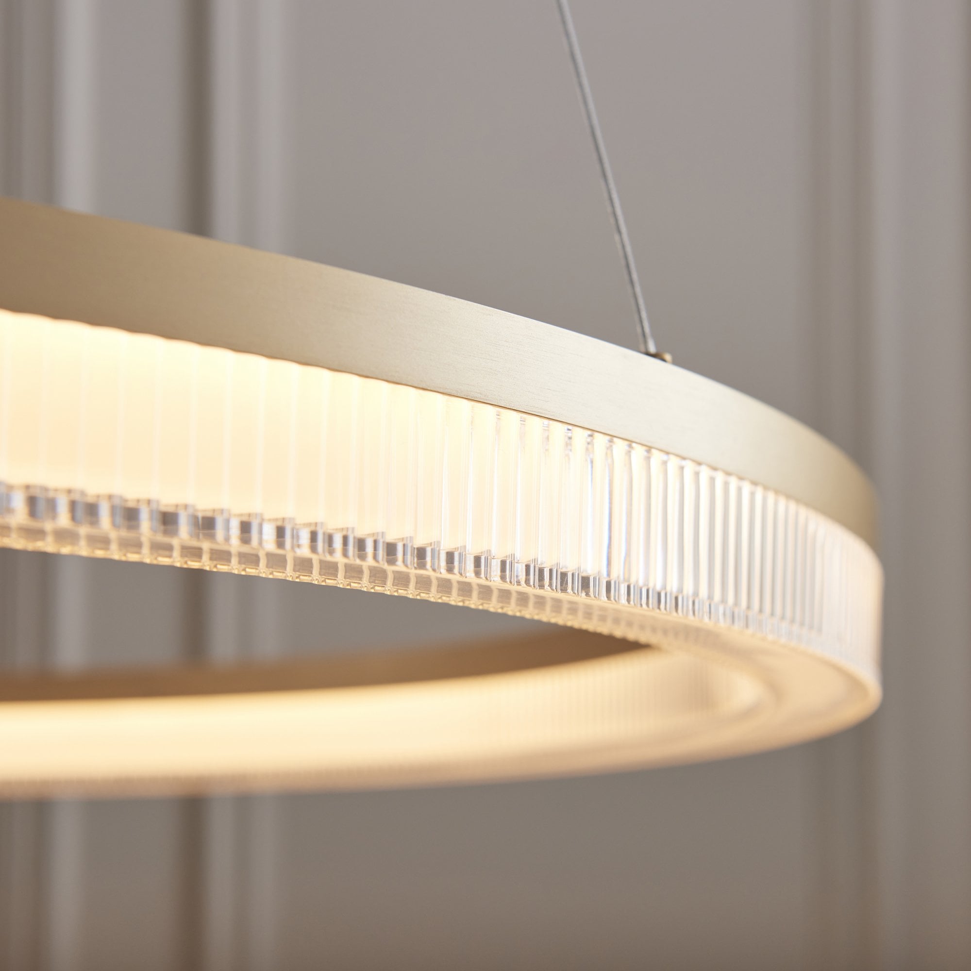 120549 LED Pendant Brushed Gold Plated Finish & Opal Ribbed Acrylic
