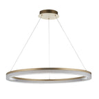 120549 LED Pendant Brushed Gold Plated Finish & Opal Ribbed Acrylic
