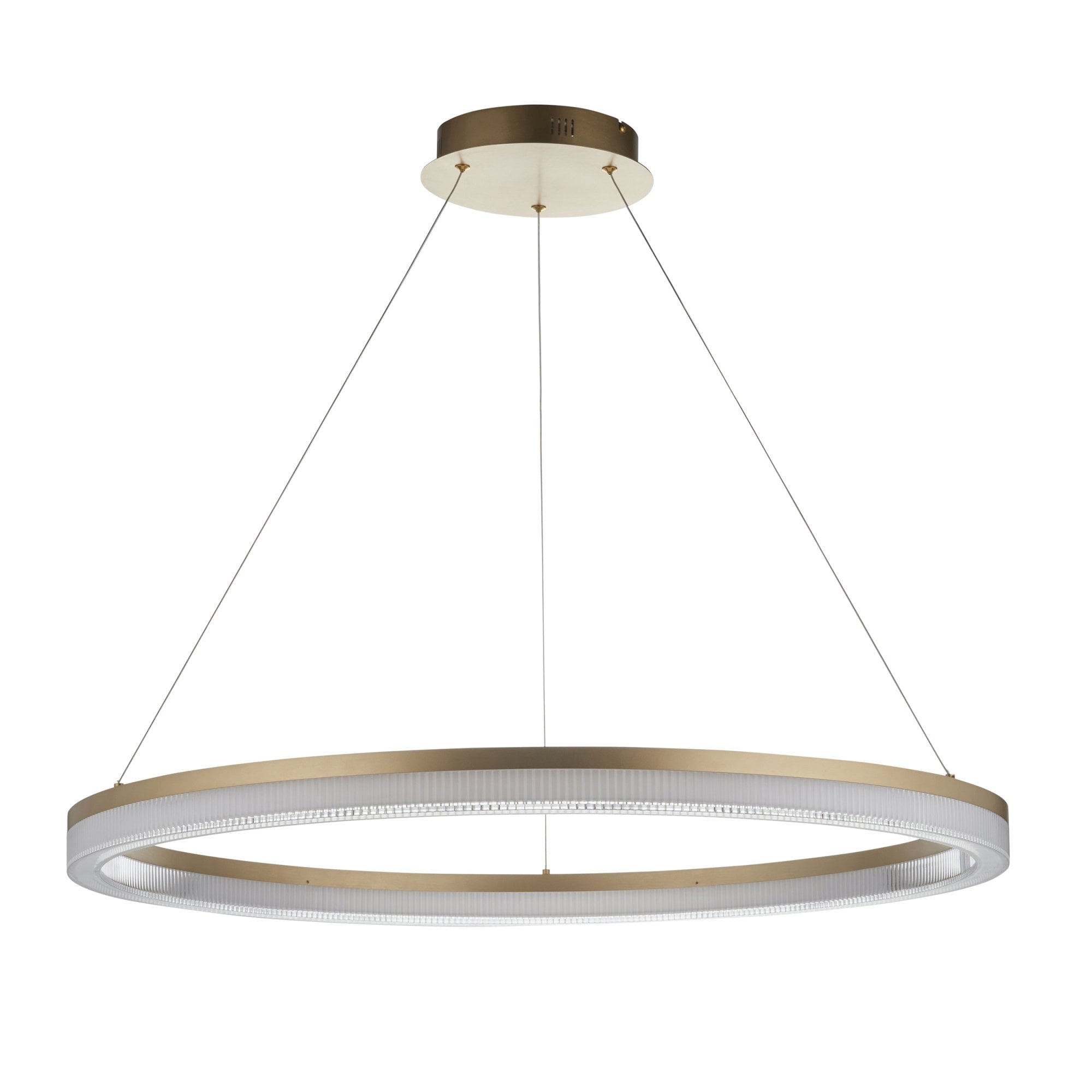 120549 LED Pendant Brushed Gold Plated Finish & Opal Ribbed Acrylic