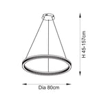 120549 LED Pendant Brushed Gold Plated Finish & Opal Ribbed Acrylic