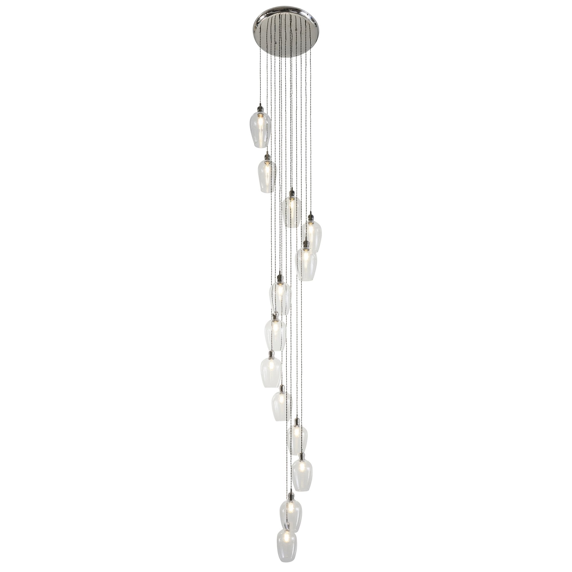 120641 13 Light Pendant Bright Nickel Plate & Clear Glass