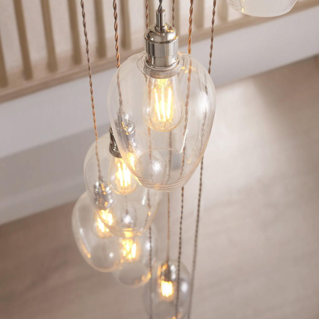 120641 13 Light Pendant Bright Nickel Plate & Clear Glass
