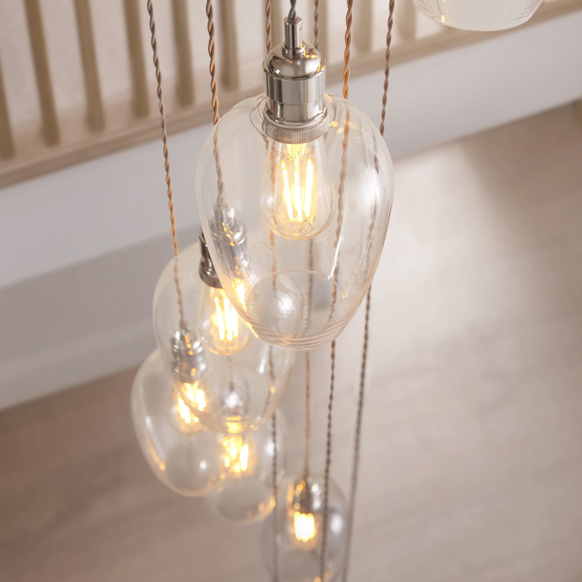120641 13 Light Pendant Bright Nickel Plate & Clear Glass
