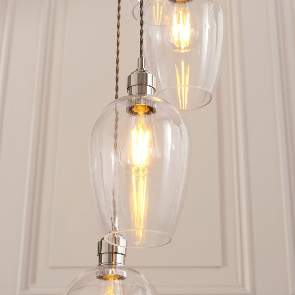 120641 13 Light Pendant Bright Nickel Plate & Clear Glass