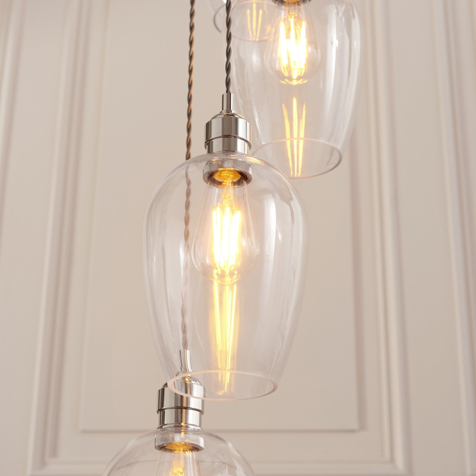 120641 13 Light Pendant Bright Nickel Plate & Clear Glass