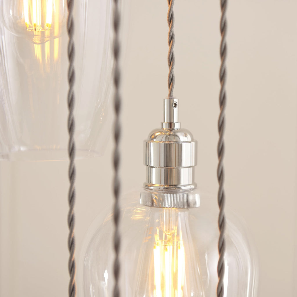 120641 13 Light Pendant Bright Nickel Plate & Clear Glass