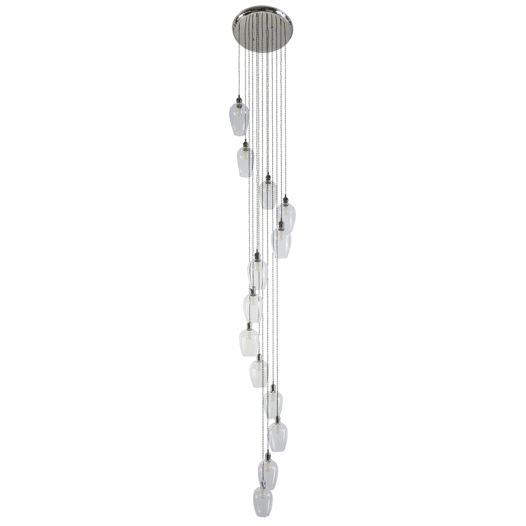 120641 13 Light Pendant Bright Nickel Plate & Clear Glass