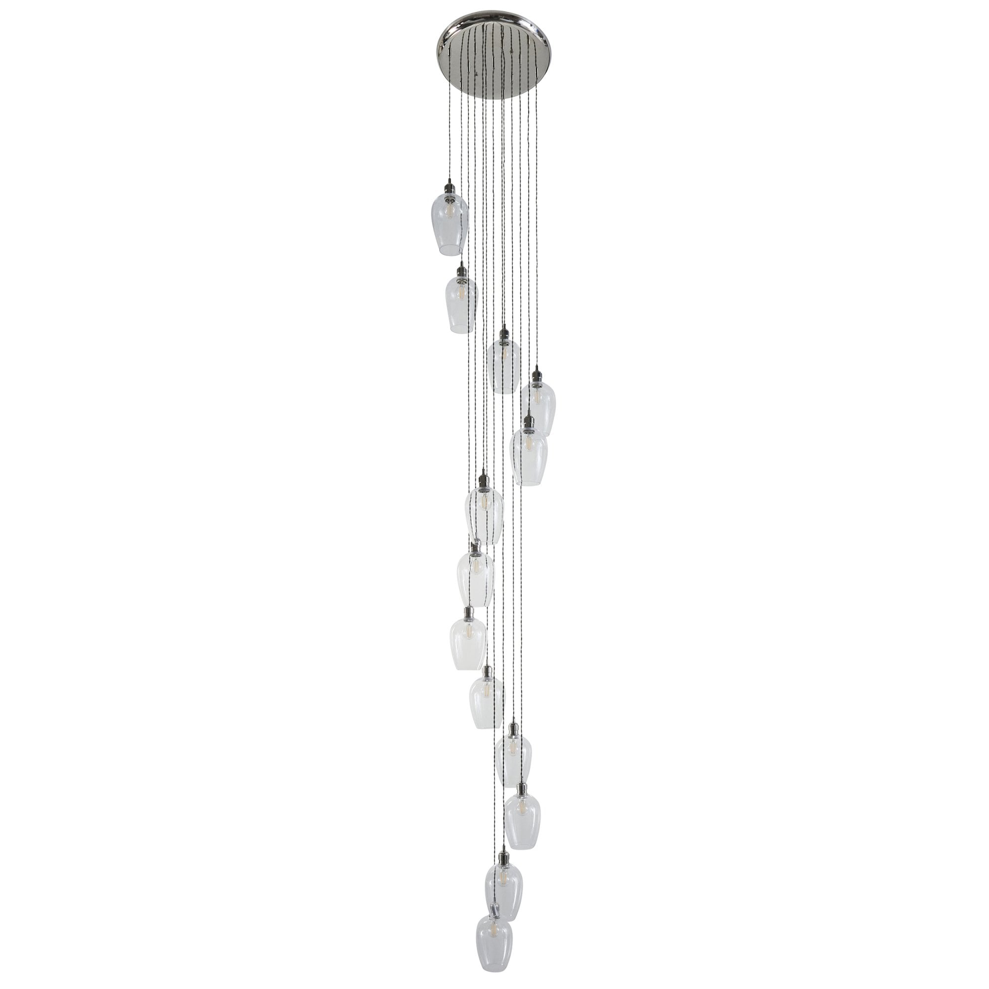 120641 13 Light Pendant Bright Nickel Plate & Clear Glass