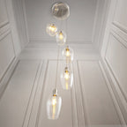 120642 7 Light Pendant Bright Nickel Plate & Clear Glass