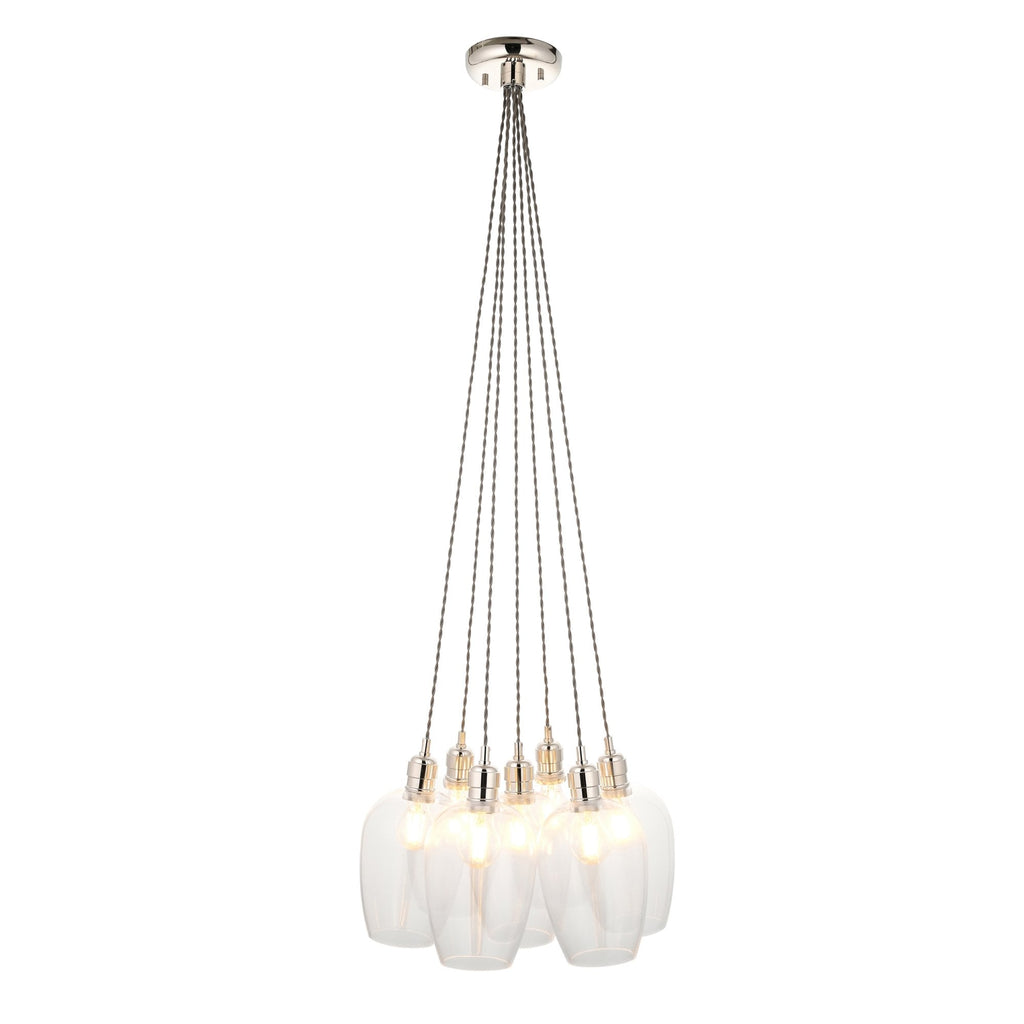 120643 7 Light Pendant Bright Nickel Plate & Clear Glass