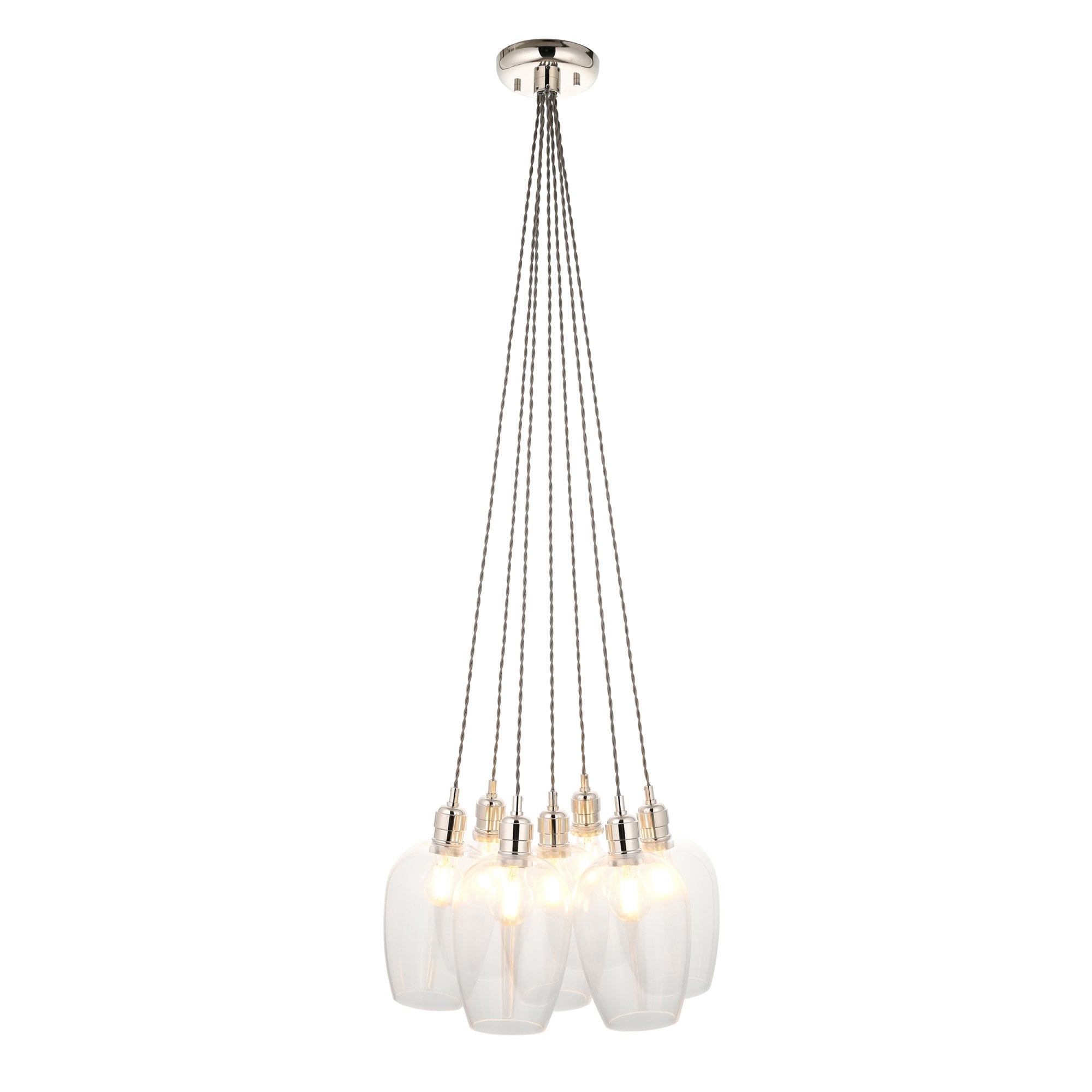 120643 7 Light Pendant Bright Nickel Plate & Clear Glass