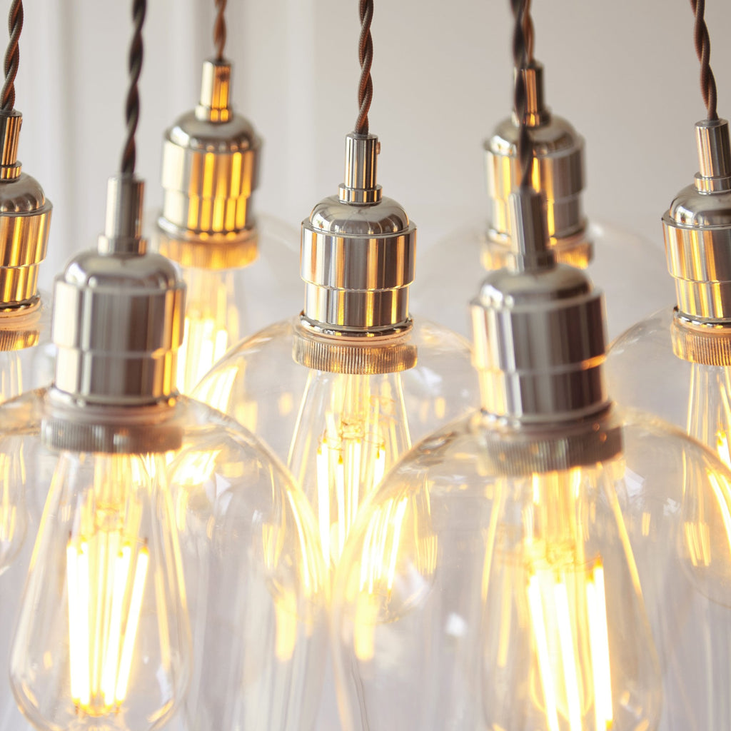 120643 7 Light Pendant Bright Nickel Plate & Clear Glass
