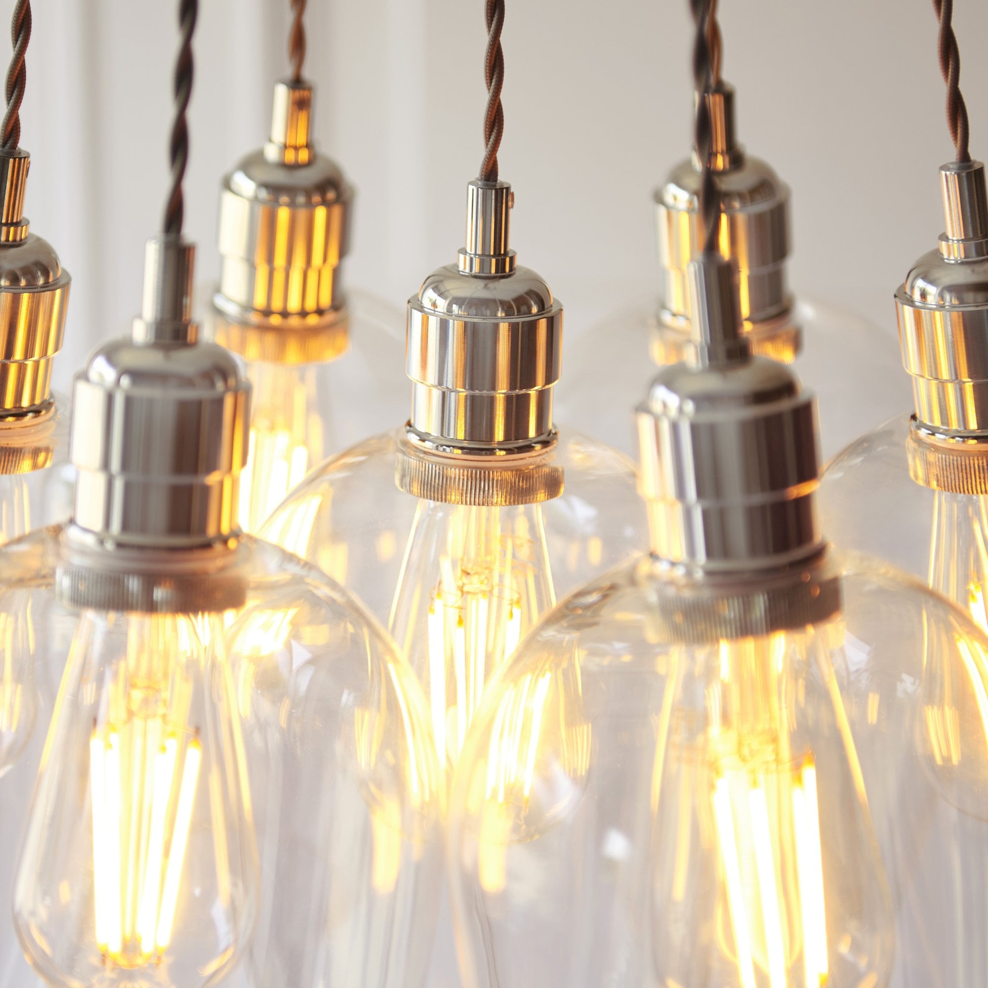 120643 7 Light Pendant Bright Nickel Plate & Clear Glass