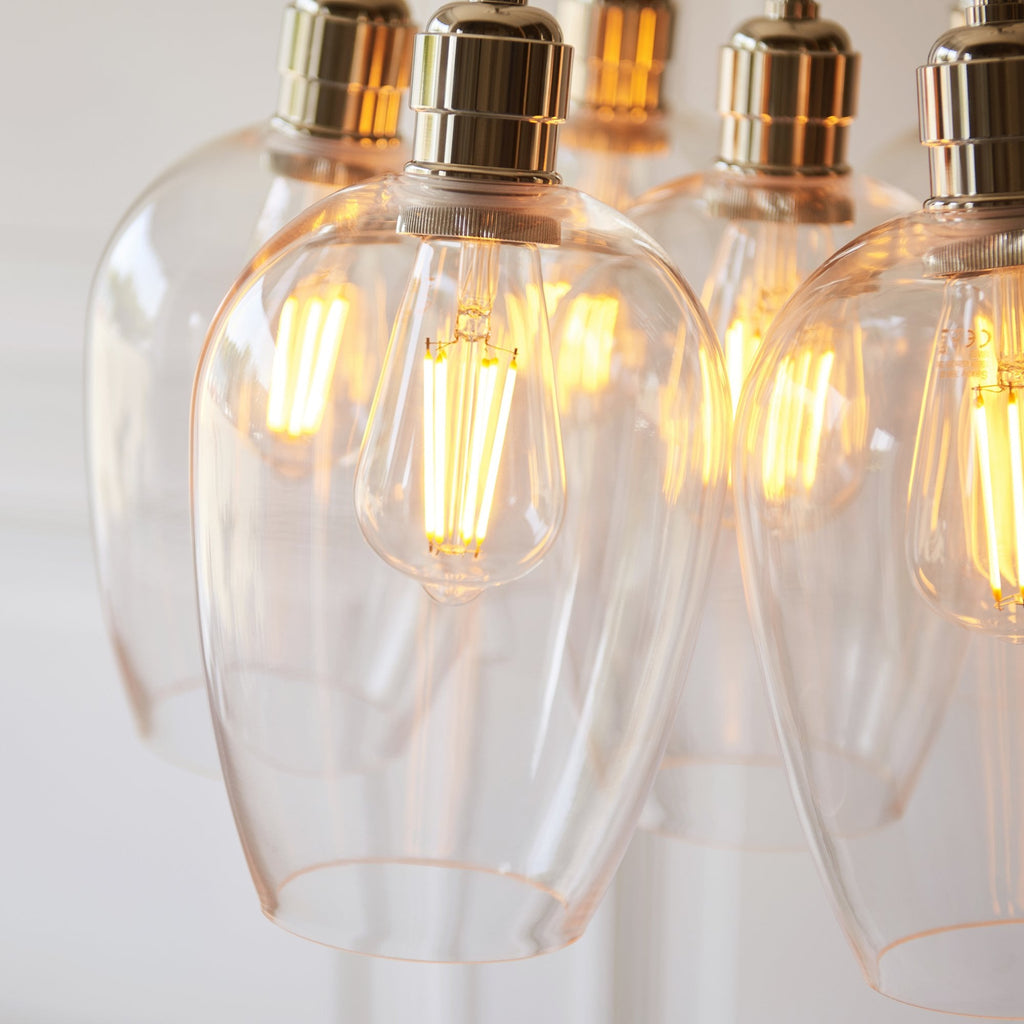 120643 7 Light Pendant Bright Nickel Plate & Clear Glass