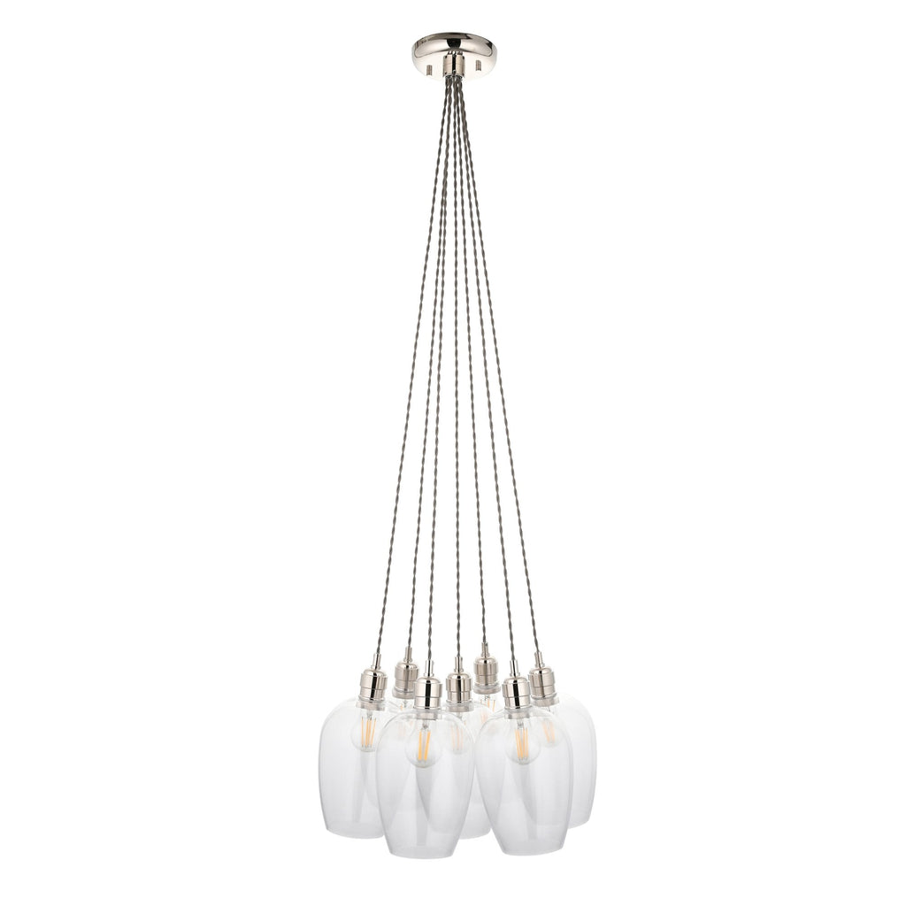 120643 7 Light Pendant Bright Nickel Plate & Clear Glass