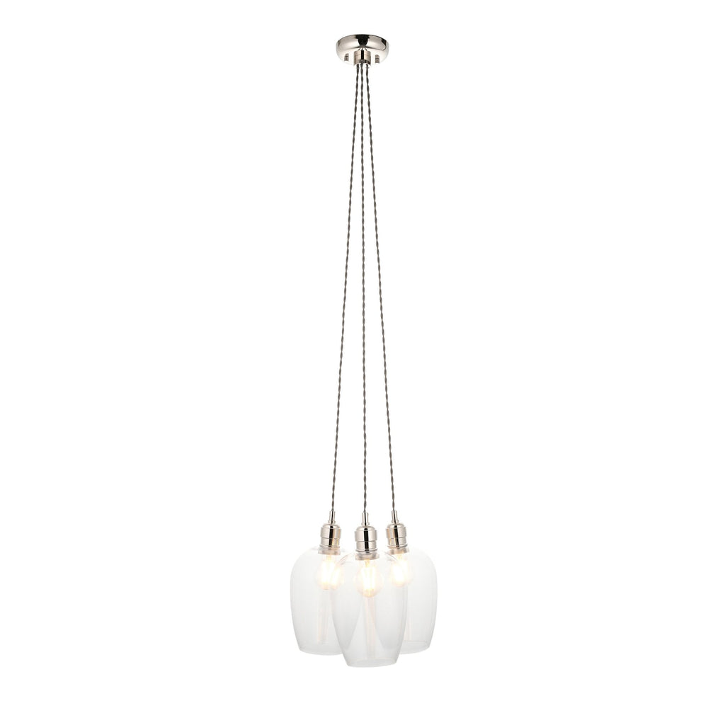 120644 3 Light Pendant Bright Nickel Plate & Clear Glass
