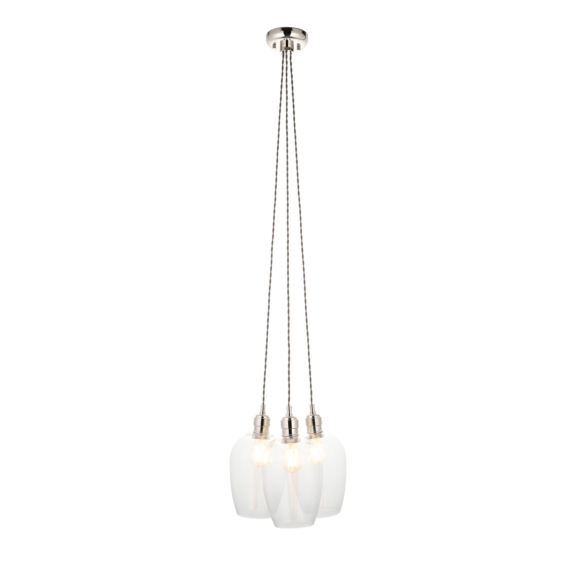 120644 3 Light Pendant Bright Nickel Plate & Clear Glass