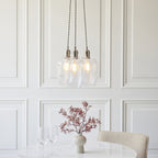 120644 3 Light Pendant Bright Nickel Plate & Clear Glass