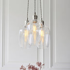 120644 3 Light Pendant Bright Nickel Plate & Clear Glass