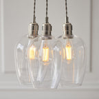 120644 3 Light Pendant Bright Nickel Plate & Clear Glass