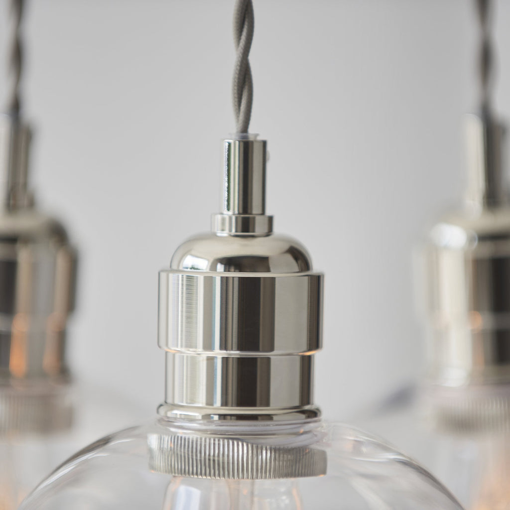 120644 3 Light Pendant Bright Nickel Plate & Clear Glass