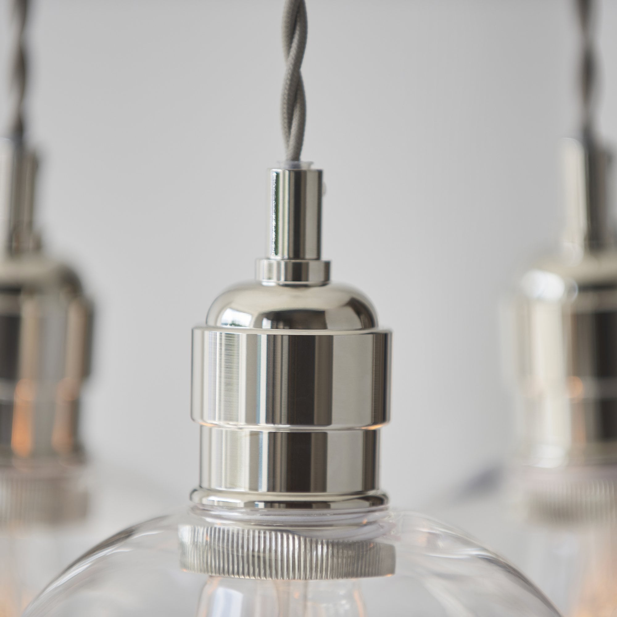 120644 3 Light Pendant Bright Nickel Plate & Clear Glass