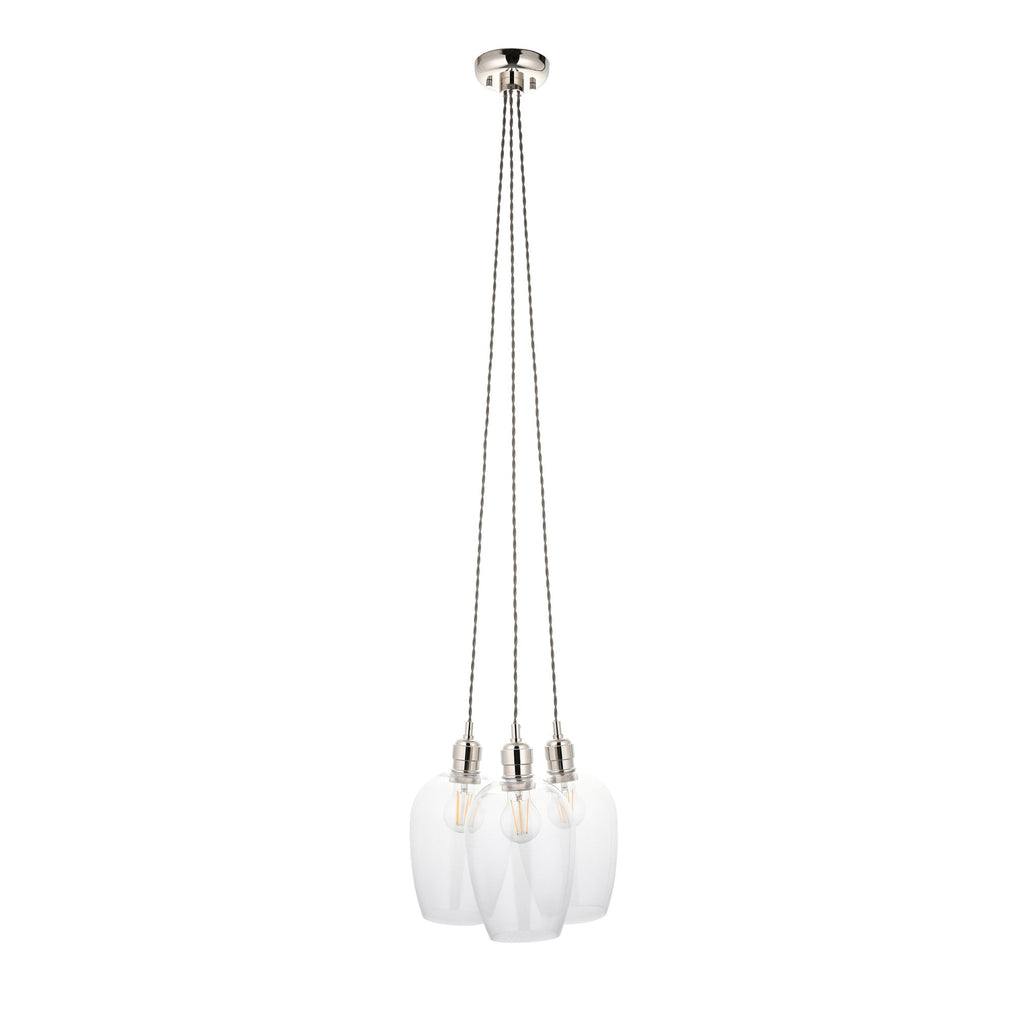 120644 3 Light Pendant Bright Nickel Plate & Clear Glass