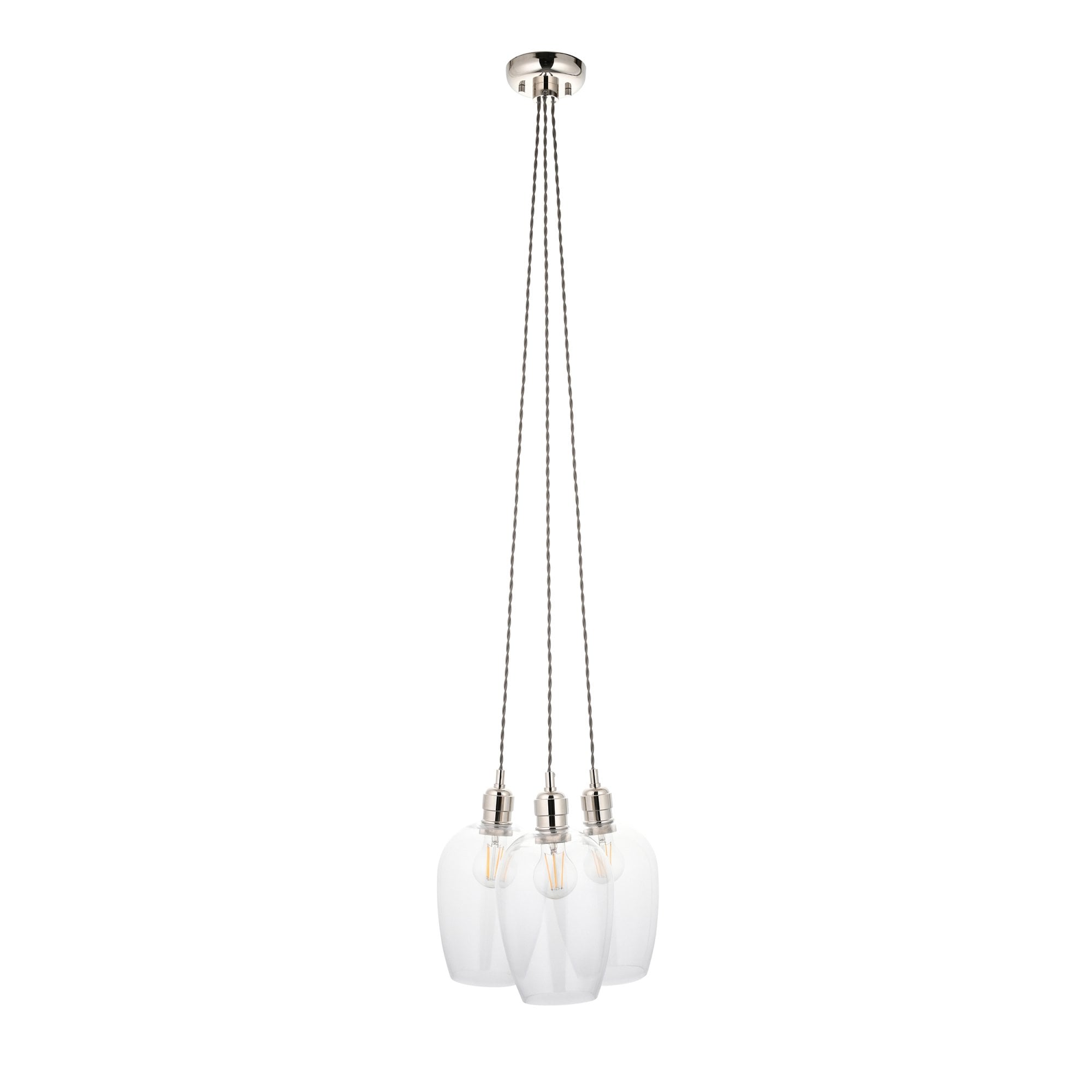 120644 3 Light Pendant Bright Nickel Plate & Clear Glass