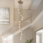 120645 13 Light Pendant Antique Brass Plate & Clear Glass