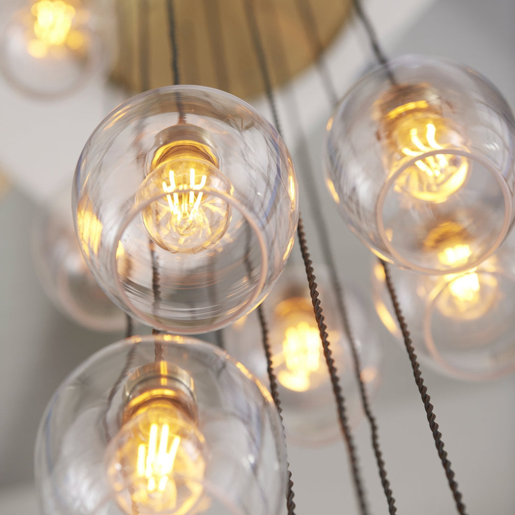 120645 13 Light Pendant Antique Brass Plate & Clear Glass