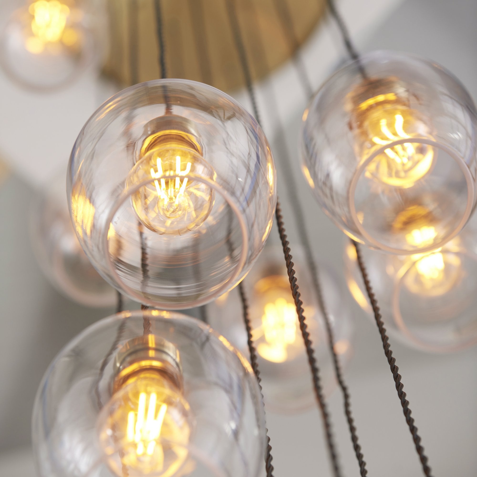 120645 13 Light Pendant Antique Brass Plate & Clear Glass