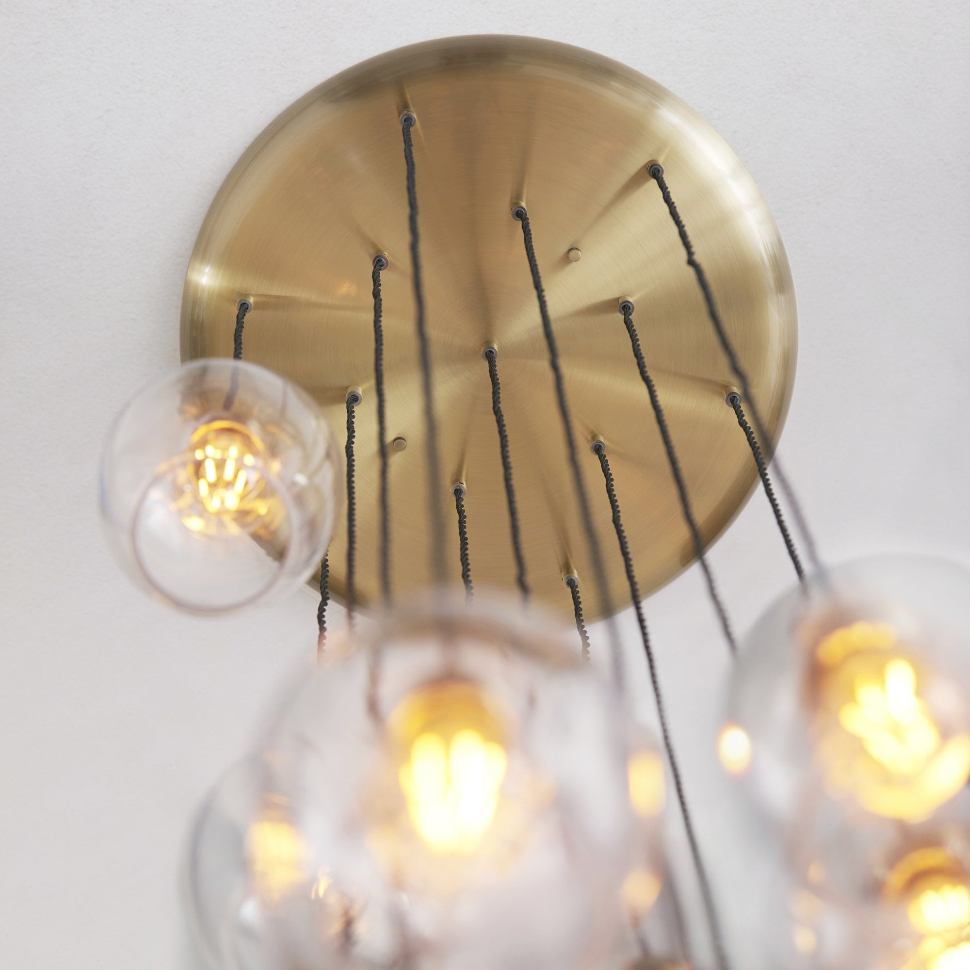 120645 13 Light Pendant Antique Brass Plate & Clear Glass