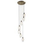 120646 7 Light Pendant Antique Brass Plate & Clear Glass