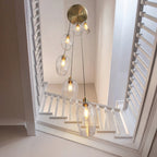 120646 7 Light Pendant Antique Brass Plate & Clear Glass