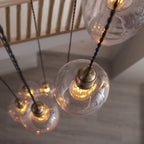 120646 7 Light Pendant Antique Brass Plate & Clear Glass