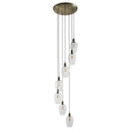 120646 7 Light Pendant Antique Brass Plate & Clear Glass